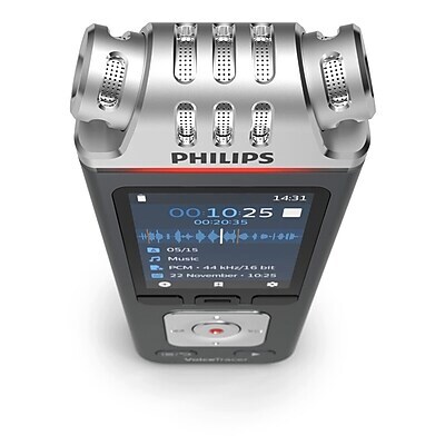 Philips VoiceTracer Digital Audio Voice Recorder, 8GB, Anthracite/Chrome (DVT6115)