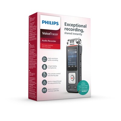 Philips VoiceTracer Digital Audio Voice Recorder, 8GB, Anthracite/Chrome (DVT6115)