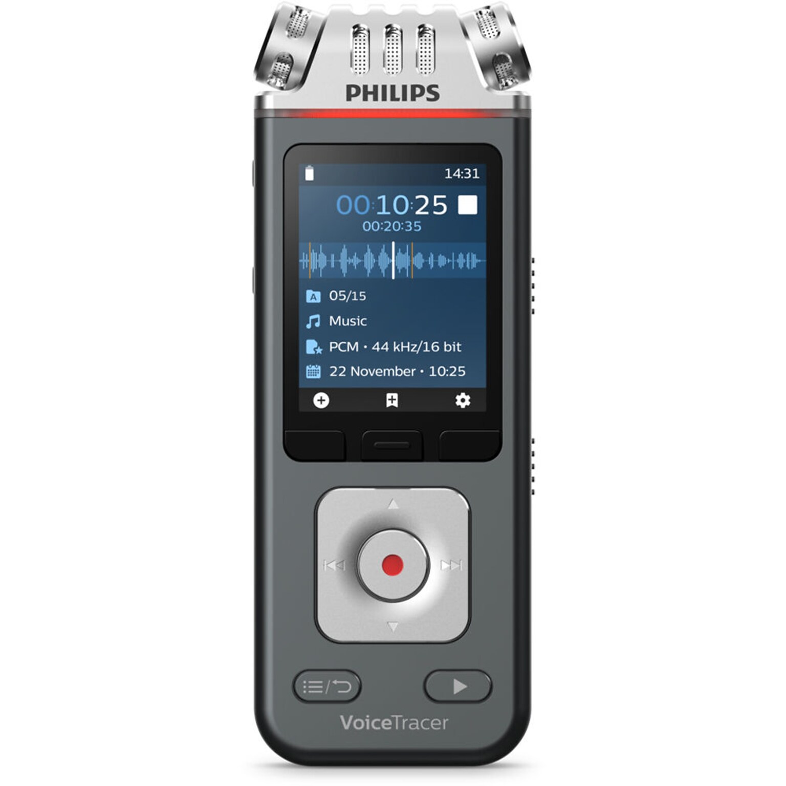 Philips VoiceTracer Digital Meeting Recorder, 8GB, Anthracite/Chrome (DVT8115)