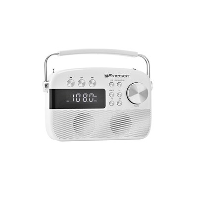Emerson Retro Rechargeable Portable Bluetooth Radio, White (EAS-3010-WT)