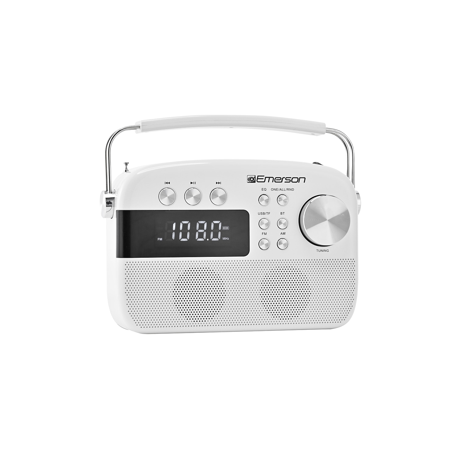 Emerson Retro Rechargeable Portable Bluetooth Radio, White (EAS-3010-WT)