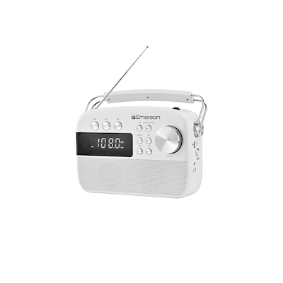 Emerson Retro Rechargeable Portable Bluetooth Radio, White (EAS-3010-WT)