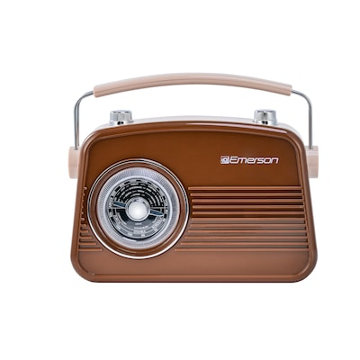Emerson Retro Rechargeable Portable Bluetooth Radio, Espresso (EAS-3009-ES)