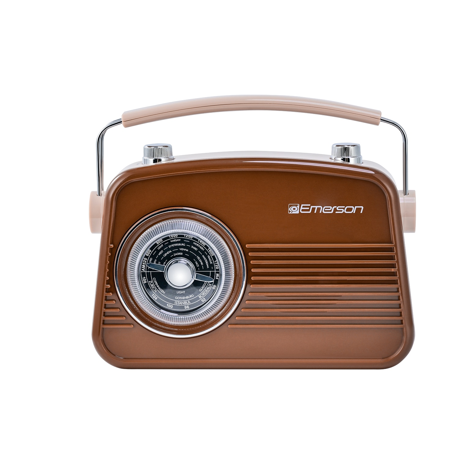 Emerson Retro Rechargeable Portable Bluetooth Radio, Espresso (EAS-3009-ES)