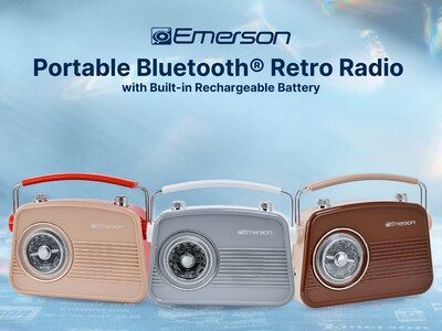 Emerson Retro Rechargeable Portable Bluetooth Radio, Espresso (EAS-3009-ES)