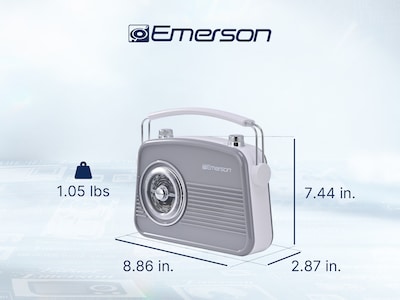 Emerson Retro Rechargeable Portable Bluetooth Radio, Espresso (EAS-3009-ES)