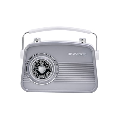 Emerson Retro Rechargeable Portable Bluetooth Radio, Gray (EAS-3009-GY)