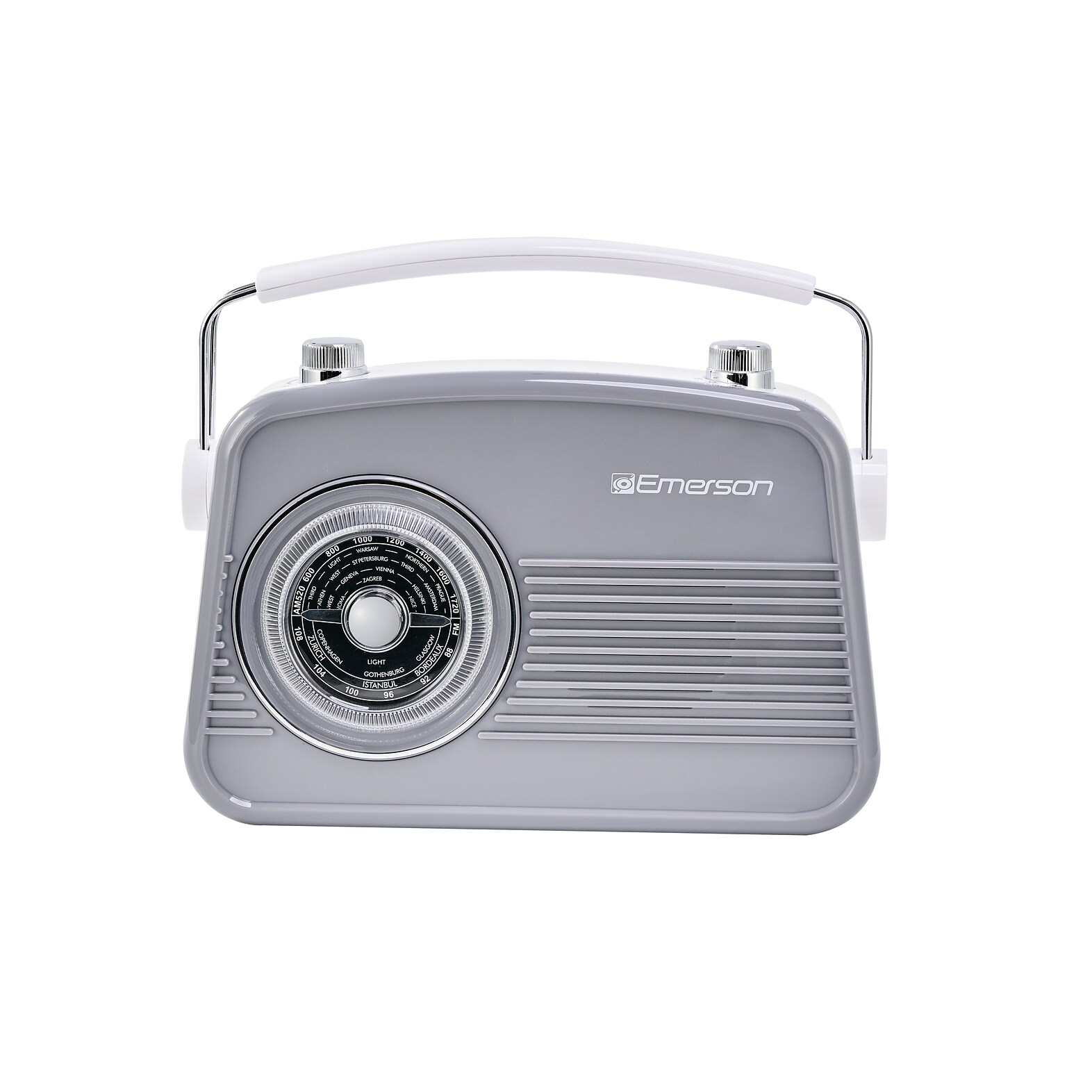 Emerson Retro Rechargeable Portable Bluetooth Radio, Gray (EAS-3009-GY)