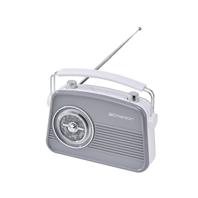 Emerson Retro Rechargeable Portable Bluetooth Radio, Gray (EAS-3009-GY)