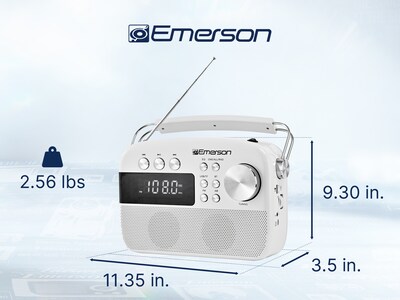 Emerson Retro Rechargeable Portable Bluetooth Radio, Red (EAS-3010-RD)