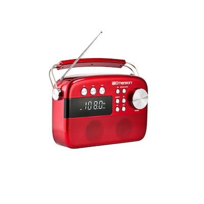 Emerson Retro Rechargeable Portable Bluetooth Radio, Red (EAS-3010-RD)