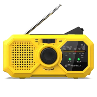 Emerson Emergency AM/FM Radio with Weather Band and Power Bank, Yellow (ER-7050)