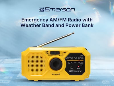 Emerson Emergency AM/FM Radio with Weather Band and Power Bank, Yellow (ER-7050)