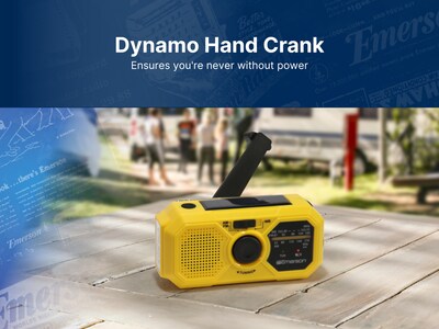 Emerson Emergency AM/FM Radio with Weather Band and Power Bank, Yellow (ER-7050)