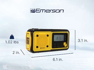 Emerson Emergency AM/FM Radio with Weather Band and Power Bank, Yellow (ER-7051)