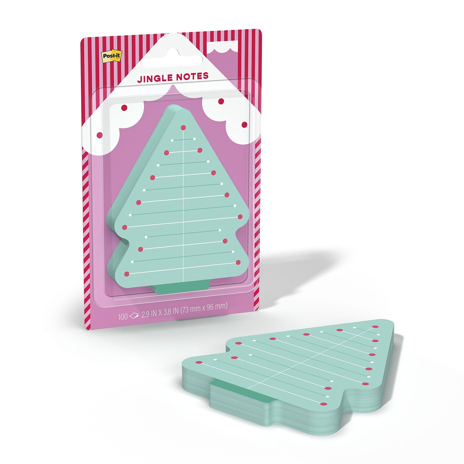 Post-it Jingle Tree Sticky Notes, 2.9 x 3.8, 100 Sheets/Pad (HOL26-JN-TR)