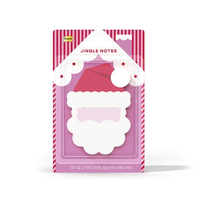 Post-it Jingle Santa Sticky Notes, 2.7 x 3.8, 100 Sheets/Pad (HOL26-JN-SAN)