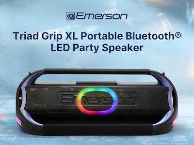 Emerson Triad Grip XL Portable Bluetooth LED Party Speaker, Black (EDSP-5001)