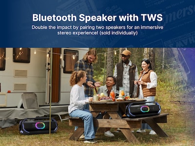 Emerson Triad Grip XL Portable Bluetooth LED Party Speaker, Black (EDSP-5001)