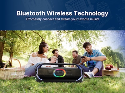 Emerson Triad Grip XL Portable Bluetooth LED Party Speaker, Black (EDSP-5001)