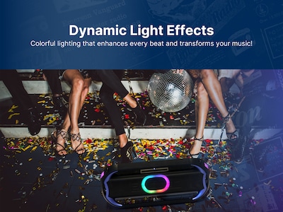 Emerson Triad Grip XL Portable Bluetooth LED Party Speaker, Black (EDSP-5001)