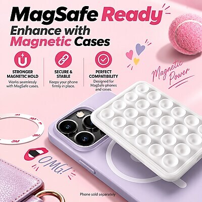 SaharaCase MagSafe Magnetic Suction Cup Phone Mount with Adapter Ring, White, (CP01213)