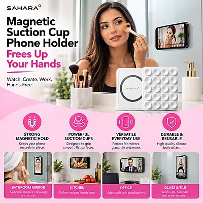 SaharaCase MagSafe Magnetic Suction Cup Phone Mount with Adapter Ring, White, (CP01213)
