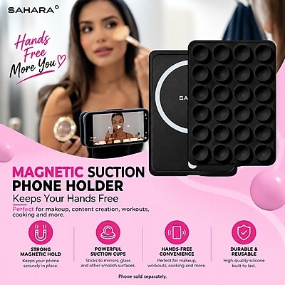 SaharaCase MagSafe Magnetic Suction Cup Phone Mount with Adapter Ring, Black, (CP01212)