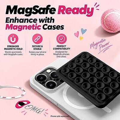 SaharaCase MagSafe Magnetic Suction Cup Phone Mount with Adapter Ring, Black, (CP01212)