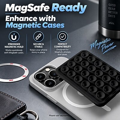 SaharaCase MagSafe Magnetic Suction Cup Phone Mount with Adapter Ring, Black, (CP01212)
