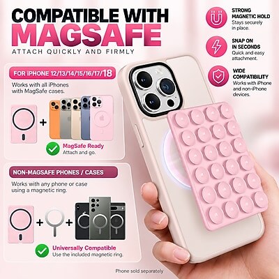 SaharaCase MagSafe Magnetic Suction Cup Phone Mount with Adapter Ring, Pink, (CP01214)