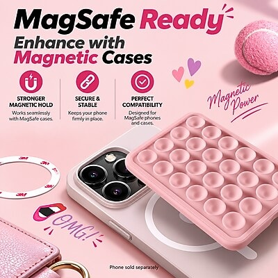 SaharaCase MagSafe Magnetic Suction Cup Phone Mount with Adapter Ring, Pink, (CP01214)