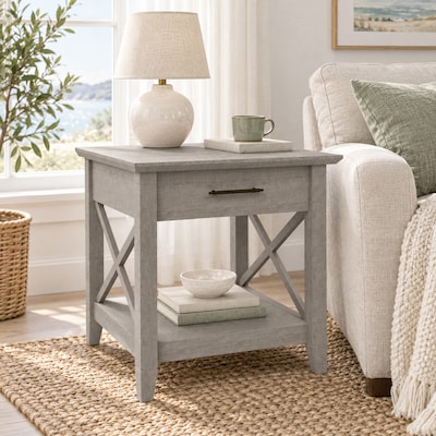 Regency Key West 20W Wooden End Table, Washed Gray (KWT120WG)