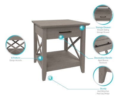 Regency Key West 20"W Wooden End Table, Washed Gray (KWT120WG)