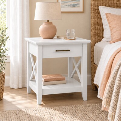Regency Key West 20W Wooden End Table, Pure White Oak (KWT120WT)
