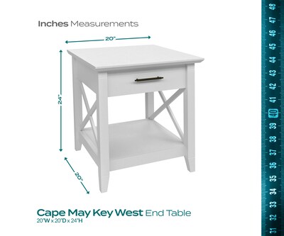 Regency Key West 20"W Wooden End Table, Pure White Oak (KWT120WT)