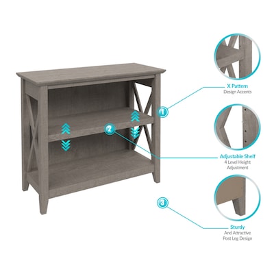 Regency Key West 30"H 2-Shelf Bookcase, Washed Gray (KWB124WG-03)