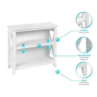 Regency Key West 30"H 2-Shelf Bookcase, Pure White Oak (KWB124WT-03)