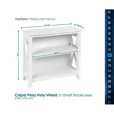 Regency Key West 30"H 2-Shelf Bookcase, Pure White Oak (KWB124WT-03)