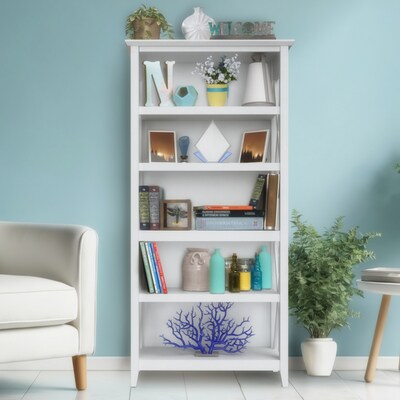 Regency Key West 66H 5-Shelf Bookcase, Pure White Oak (KWB132WT-03)