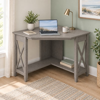 Regency Key West 34W Small Corner Computer Desk, Washed Gray (KWD134WG-03)