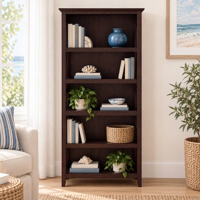 Regency Key West 66H 5-Shelf Bookcase with Adjustable Shelves, Black Cherry (KWB132BC-03)