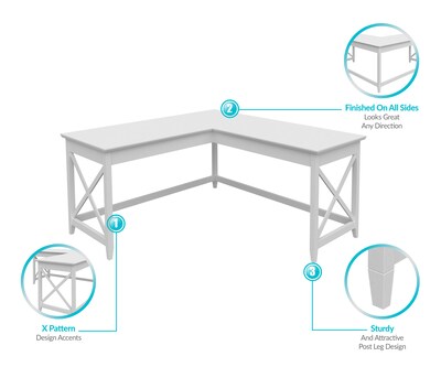Regency Key West 60"W L-Shaped Computer Desk, Pure White Oak (KWD160WT)