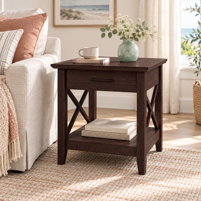 Regency Key West 20W Wooden End Table, Black Cherry (KWT120BC)
