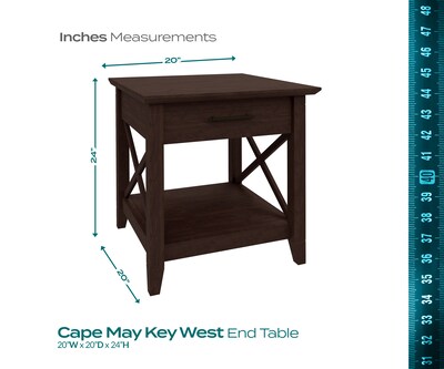 Regency Key West 20"W Wooden End Table, Black Cherry (KWT120BC)