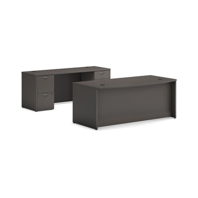 HON Mod 72W Laminate Executive Workstation, Desk and Credenza with Storage, Slate Teak (HONMOD062)