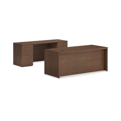 HON Mod 72W Laminate Executive Workstation Desk with Storage, Sepia Walnut (HONMOD064)