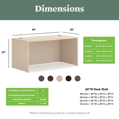 HON Mod 60W Laminate Desk Shell, Desert Oak Finish, Desert Oak (HONMOD240)
