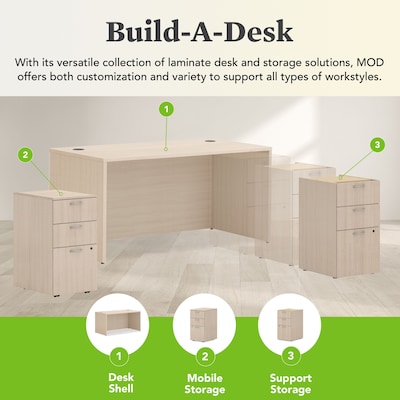 HON Mod 60"W Laminate Desk Shell, Desert Oak Finish, Desert Oak (HONMOD240)