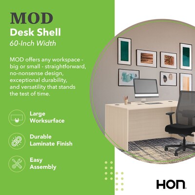 HON Mod 60"W Laminate Desk Shell, Desert Oak Finish, Desert Oak (HONMOD240)